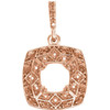 Halo Style Pendant Mounting in 14 Karat Rose Gold for Round Stone, 1.48 grams