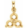 Three Stone Pendant Mounting in 14 Karat Yellow Gold for Round Stone, 0.74 grams