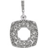 Halo Style Pendant Mounting in 14 Karat White Gold for Round Stone, 1.44 grams