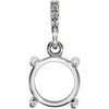 Round 4 Prong Accented Pendant Mounting in 14 Karat White Gold for Round Stone, 0.63 grams