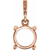 Round 4 Prong Accented Pendant Mounting in 14 Karat Rose Gold for Round Stone, 0.65 grams