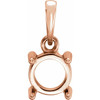 Round 4 Prong Pendant Mounting in 14 Karat Rose Gold for Round Stone, 0.62 grams