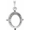 Oval 4 Prong Scroll Design Pendant Mounting in 14 Karat White Gold for Oval Stone, 1.44 grams