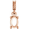 Oval Rope Pendant Mounting in 14 Karat Rose Gold for Oval Stone, 0.58 grams