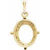 Oval 4 Prong Scroll Design Pendant Mounting in 14 Karat Yellow Gold for Oval Stone, 1.5 grams