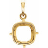 Cushion 4 Prong Scroll Pendant Mounting in 14 Karat Yellow Gold for Cushion Stone, 1.12 grams