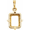 Emerald 4 Prong Pendant Mounting in 14 Karat Yellow Gold for Emerald Stone, 1.59 grams