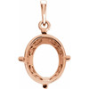 Oval 4 Prong Scroll Design Pendant Mounting in 14 Karat Rose Gold for Oval Stone, 1.5 grams