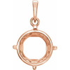 Round 4 Prong Pendant Mounting in 14 Karat Rose Gold for Round Stone, 1.04 grams