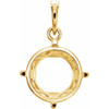 Round 4 Prong Pendant Mounting in 14 Karat Yellow Gold for Round Stone, 1.04 grams