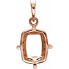 Cushion 4 Prong Pendant Mounting in 14 Karat Rose Gold for Cushion Stone, 1.47 grams