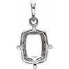 Cushion 4 Prong Pendant Mounting in Sterling Silver for Cushion Stone, 1.16 grams