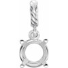 Round 4 Prong Wire Basket Rope Pendant Mounting in 14 Karat White Gold for Round Stone, 0.51 grams