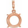 Round 4 Prong Wire Basket Rope Pendant Mounting in 14 Karat Rose Gold for Round Stone, 0.45 grams