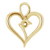 Heart Pendant Mounting in 14 Karat Yellow Gold for Round Stone, 2.42 grams