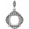Halo Style Pendant Mounting in 14 Karat White Gold for Cushion Stone, 3.41 grams