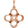 Clover Pendant Mounting in 14 Karat Rose Gold for Round Stone, 3.12 grams