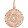 Disc Necklace or Pendant Mounting in 14 Karat Rose Gold for Round Stone, 2.98 grams