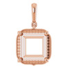 Halo Style Pendant Mounting in 18 Karat Rose Gold for Square Stone, 5.07 grams