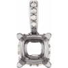 Cushion 4 Prong Accented Pendant Mounting in Platinum for Cushion Stone, 0.68 grams