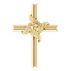 Accented Cross Pendant Mounting in 14 Karat Yellow Gold for Round Stone, 1.3 grams