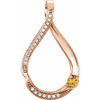 Accented Family Necklace or Pendant Mounting in 14 Karat Rose Gold for Round Stone, 2.3 grams