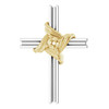 Accented Cross Pendant Mounting in 14 Karat White/Yellow Gold for Round Stone, 1.28 grams