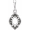 Accented Clover Necklace or Pendant Mounting in Platinum for Oval Stone, 1.39 grams