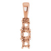 Accented Three Stone Pendant Mounting in 18 Karat Rose Gold for Round Stone, 0.88 grams