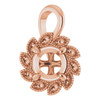 Halo Style Pendant Mounting in 14 Karat Rose Gold for Round Stone, 1.45 grams