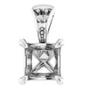 Accented Pendant Mounting in Sterling Silver for Square Stone, 0.42 grams