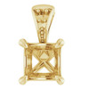 Accented Pendant Mounting in 14 Karat Yellow Gold for Square Stone, 0.53 grams