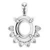 Accented Pendant Mounting in 18 Karat White Gold for Oval Stone, 2.77 grams