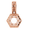 Halo Style Pendant Mounting in 14 Karat Rose Gold for Round Stone, 0.99 grams