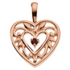 Family Heart Pendant Mounting in 14 Karat Rose Gold for Round Stone, 2.8 grams