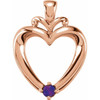 Family Heart Pendant Mounting in 10 Karat Rose Gold for Round Stone, 2.77 grams