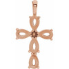 Beaded Cross Necklace or Pendant Mounting in 14 Karat Rose Gold for Pear Stone, 1.8 grams