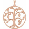 Family Tree Necklace or Pendant Mounting in 14 Karat Rose Gold for Round Stone, 6.81 grams