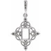 Halo Style Necklace or Pendant Mounting in 14 Karat White Gold for Emerald Stone, 1.31 grams