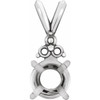 Round 4 Prong Accented Pendant Mounting in 14 Karat White Gold for Round Stone, 0.48 grams