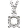 Round 4 Prong Accented Pendant Mounting in 14 Karat White Gold for Round Stone, 0.45 grams