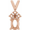 Oval 4 Prong Accented Pendant Mounting in 14 Karat Rose Gold for Oval Stone, 1.14 grams