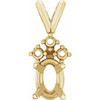 Oval 4 Prong Accented Pendant Mounting in 14 Karat Yellow Gold for Oval Stone, 0.78 grams