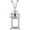 Emerald 4 Prong Pendant Mounting in 14 Karat White Gold for Emerald Stone, 1.23 grams