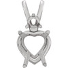 Heart 4 Prong Accented Pendant Mounting in 14 Karat White Gold for Heart shape Stone, 0.54 grams