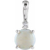 Round 4 Prong Cabochon Pendant Mounting in 14 Karat White Gold for Round Stone, 0.45 grams