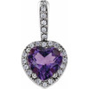 Halo Style Heart Pendant Mounting in 14 Karat White Gold for Heart shape Stone, 0.53 grams