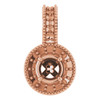 Halo Style Pendant Mounting in 14 Karat Rose Gold for Round Stone, 1.45 grams.