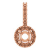 Halo Style Pendant Mounting in 10 Karat Rose Gold for Round Stone, 1.23 grams