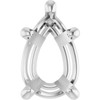 Pear 5 Prong Solitaire Necklace or Slide Pendant Mounting in Sterling Silver for Pear shape Stone, 0.33 grams